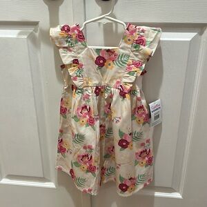NWT Ruffle Butts Darling Bouquets Pinafore Dress 3T